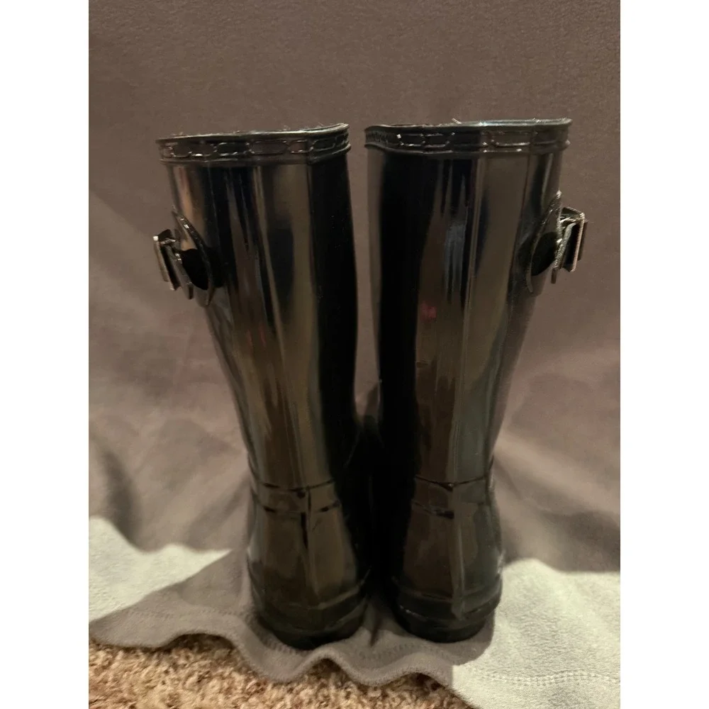 Hunter Original Short Gloss Black Waterproof Rain Boots Womens Size 9 US 7 UK